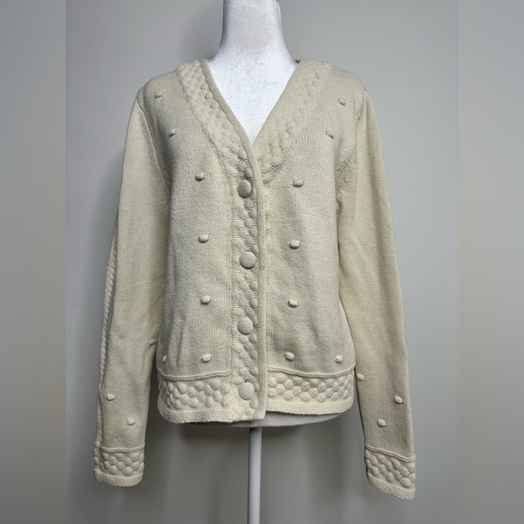 CABI 6169 Retro Neutral Ivory Knit Cardigan Sweater Women’s Size Medium - Picture 5 of 12